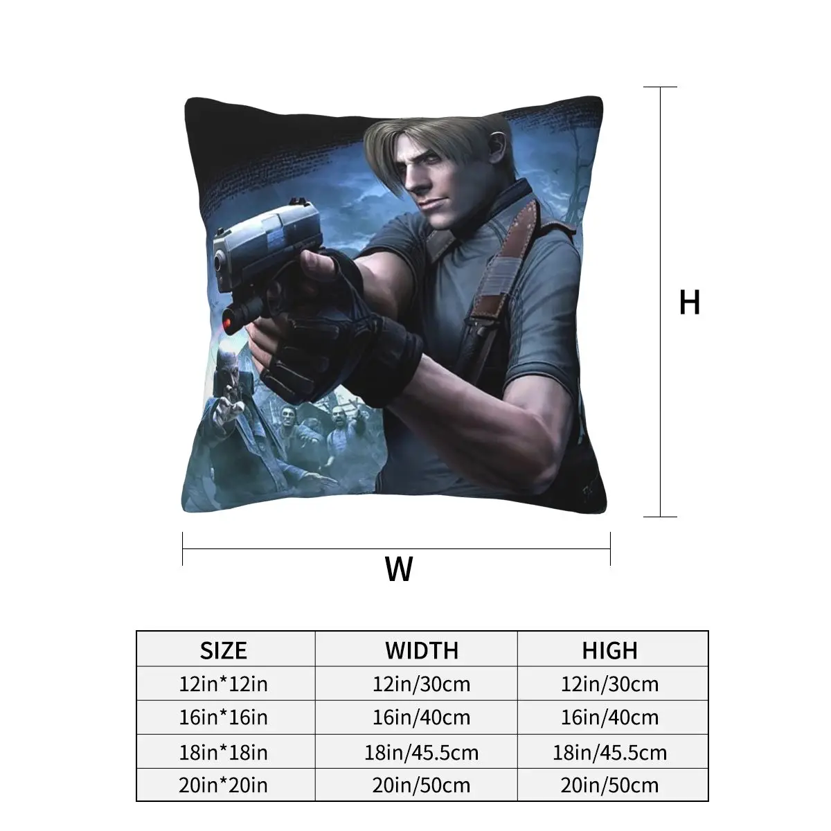 Resident Evils Leon Kennedy Game Square Pillowcase Cushion Cover Pillow Case Throw Pillow Cover for Home Sofa Living Room