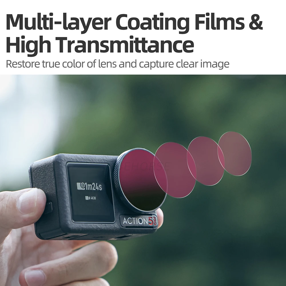 Multi-Layerเคลือบฟิล์มปรับสําหรับDJI Action 5 Pro NDชุดกรองเลนส์กล้องสําหรับDJI Action 4/3 อุปกรณ์เสริม