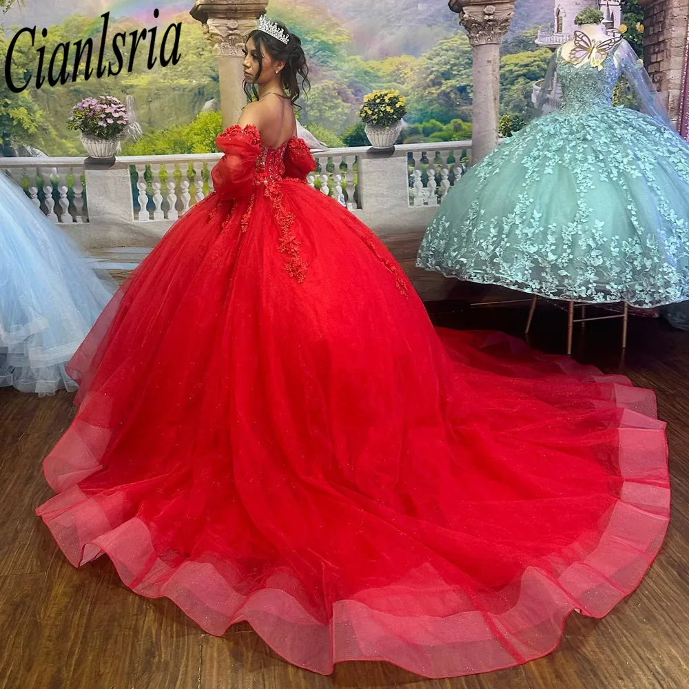 Red Quinceanera Dresses 2023 Charro Florals Ball Gown Prom Dress Masquerade Sweet 15 Year old Birthday vestidos de Xv