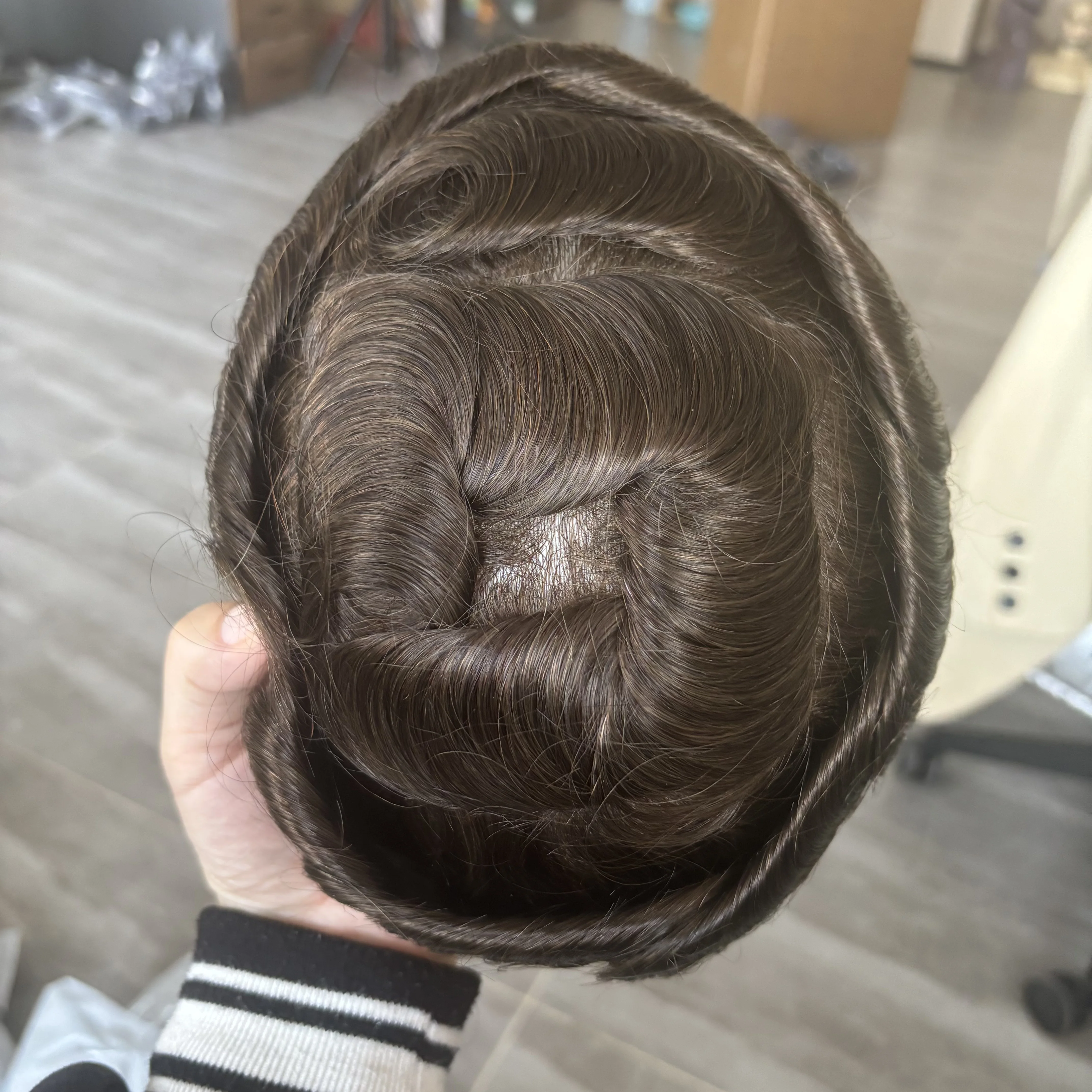 Wig Rambut Manusia Pria Pirang Terang Eropa, Garis Rambut Alami Super Mikro Ultra Tipis 0.03mm 90Density, Sistem Rambut Toupee Pria