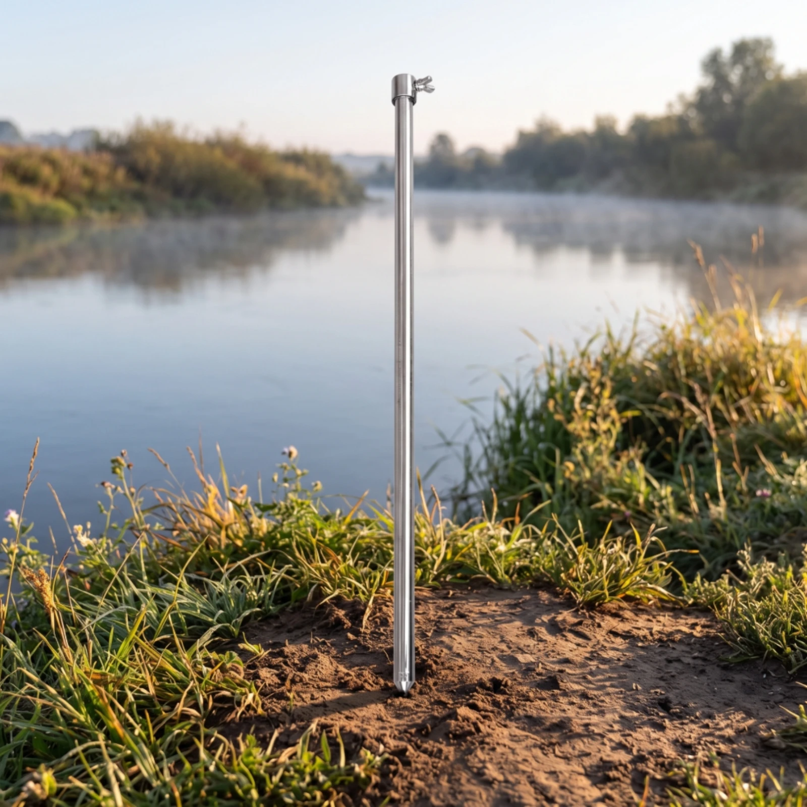 Ground-Insert Support Rod Stainless Steel Stake with Tightening Screw Anchor Rust-Resistant Weatherproof for Anglers