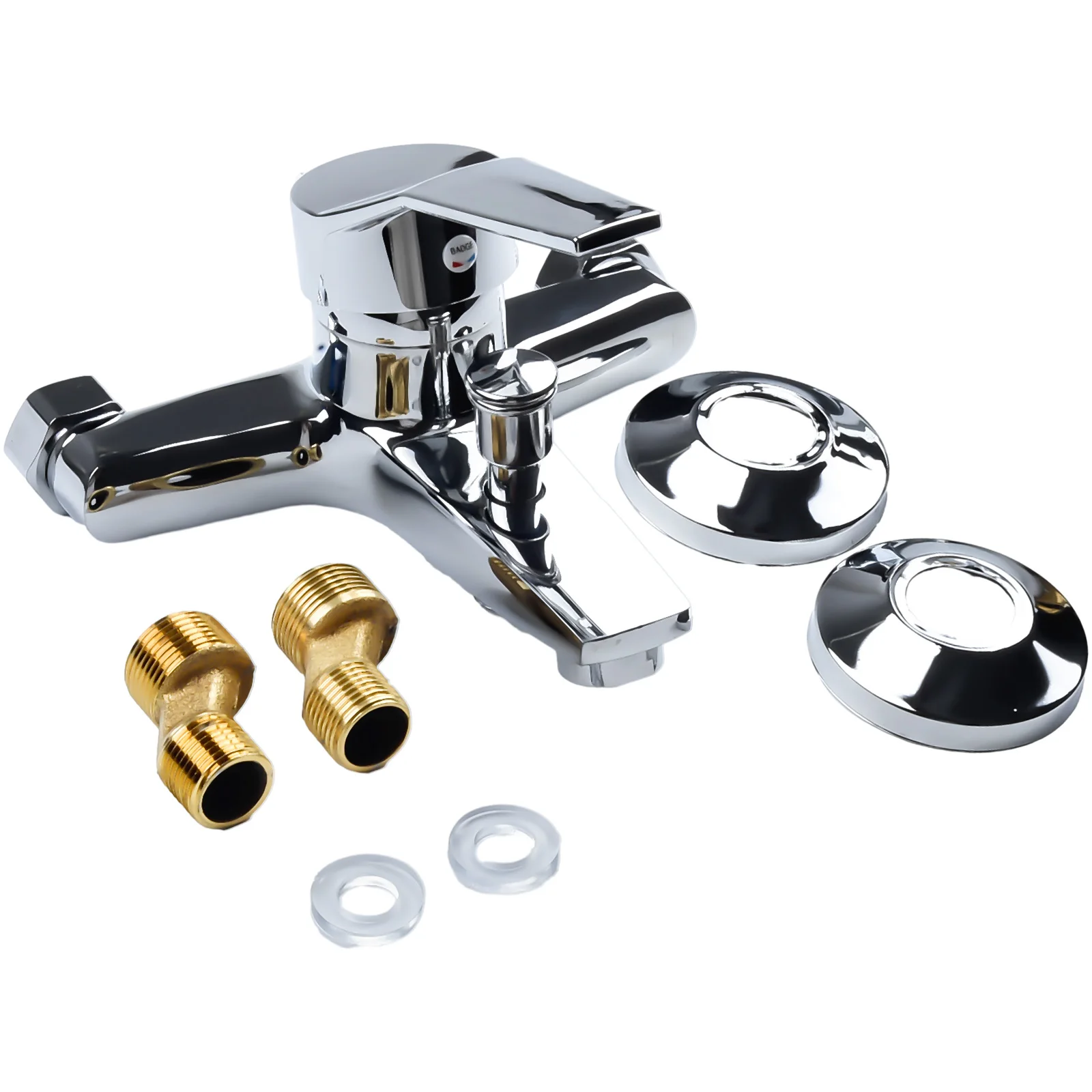 

Zinc Alloy Basin Faucets Chrome Wall Mounted Hot Cold Water Dual Spout Mixer Tap Triple Faucet Cold Hot Water Mixing Valve