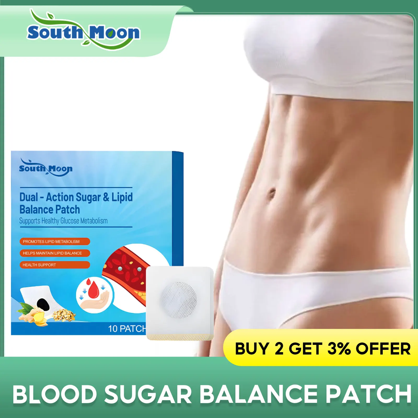 Blood Sugar Patches 10PCS Diabetes Treatment Stabilizes Blood Glucose Sugar Lipid Level Relieve Stress Herbal Diabetic Sticker
