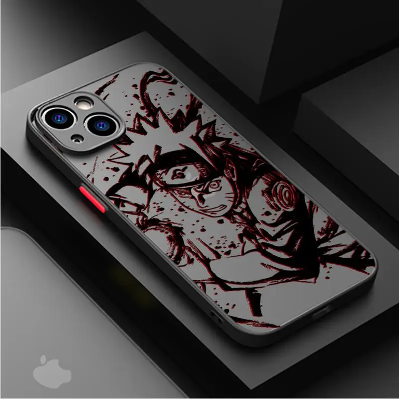 Anime N-Narutos Case For Apple iPhone 15 11 14 13 12 Pro 7 XR X XS Max 8 Plus 6 6S SE 2022 15Pro Black Matte Phone Funda