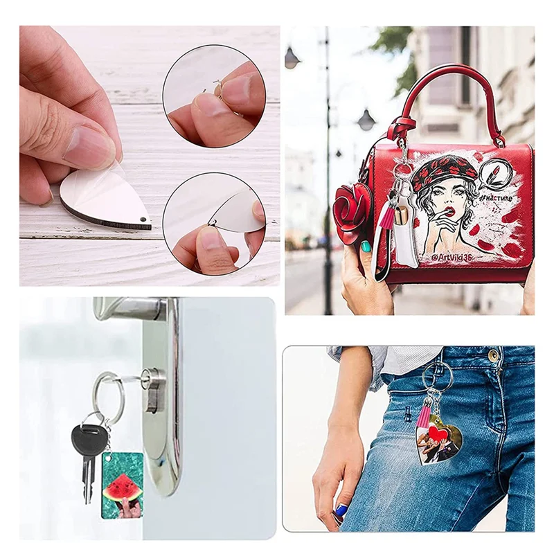 COFA-1 Set DIY Sublimation Blanks With Makeup Bag, Keychains, Earrings, Cup Coasters Fit For Crafting Gift