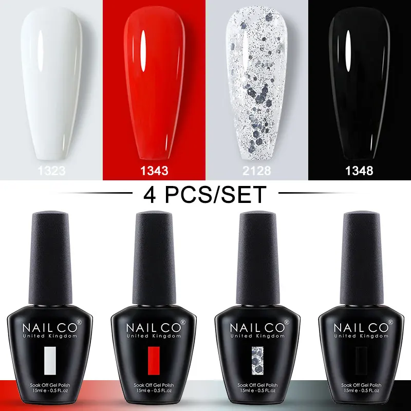 Nailco Gel politur Set semi permanenter Nagellack 4 teile/los Hybrid lacke Top Base Coat Nägel Art Kit UV-Lampen-Serie einweichen