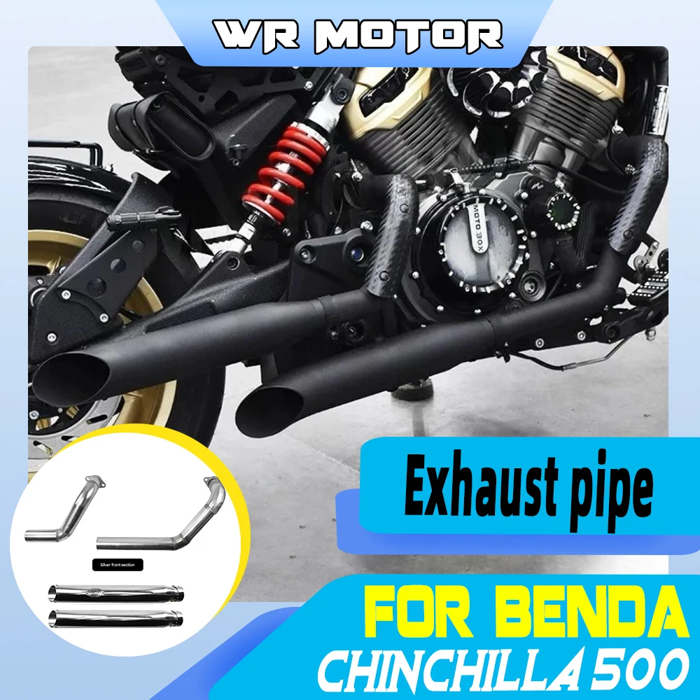 Motorcycle Complete Full Exhaust System Fit BENDA Chinchilla 500 Right Dual Exit Deep Bass Muffler Pipe Parts