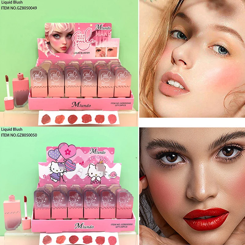 24Pcs Matte Lip Tint& Liquid Blusher Lipstick 2-in-1 Cheek Blush LongLasting Waterproof Blush Lip Gloss