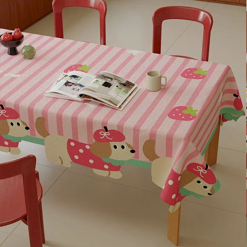 VIKAMA Cute Cat Strawberry Tablecloth, 6 Designs, Waterproof Washable Table Cover for Kitchen Dining Party