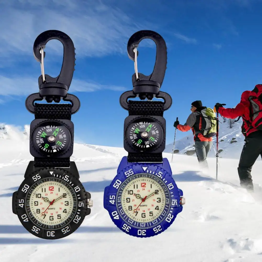 Pocket Watch Luminous Quartz Movement Compass Round Dial Watch Pocket Carabiner Clip Sports Hiking Watch For Camping 회중시계