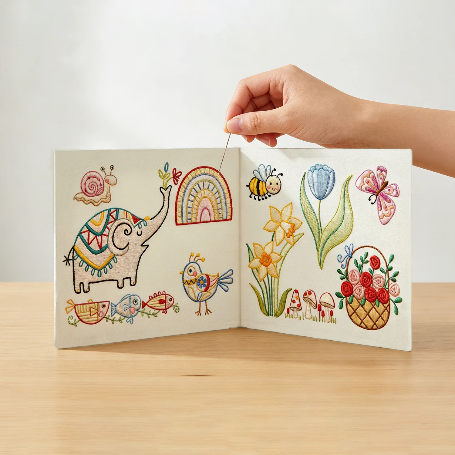Grundlegendes Handstickerei-Set für Anfänger, 9 vorgedruckte Stoffbögen, kreatives DIY-Nähset mit Nadeln und Fäden