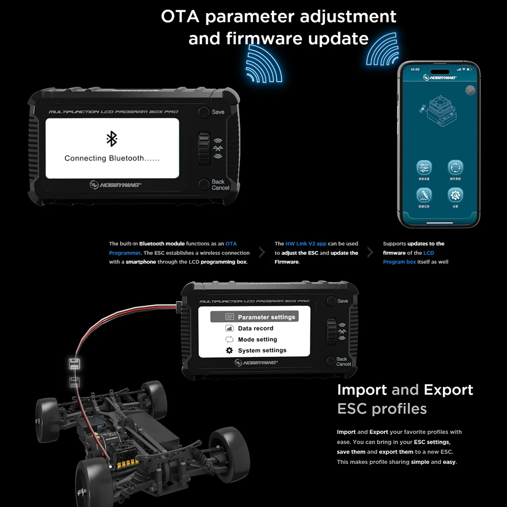 HOBBYWING LCD Program Box Pro for PLATINUM XERUN EZRUN Seaking Pro ESC RC Model Car Boat Airplane Parameter Setting Accessories