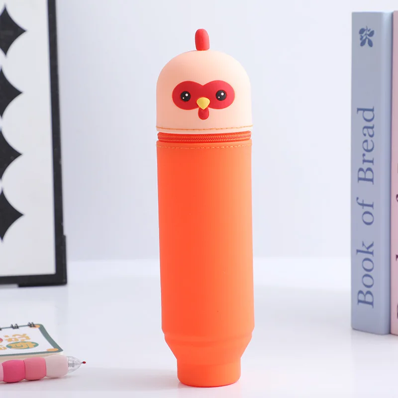 INS Cute Animal Cartoon Bear Pencil Case Soft Creative Pencil Pouch Big Capacity Retractable Stationery Box Student