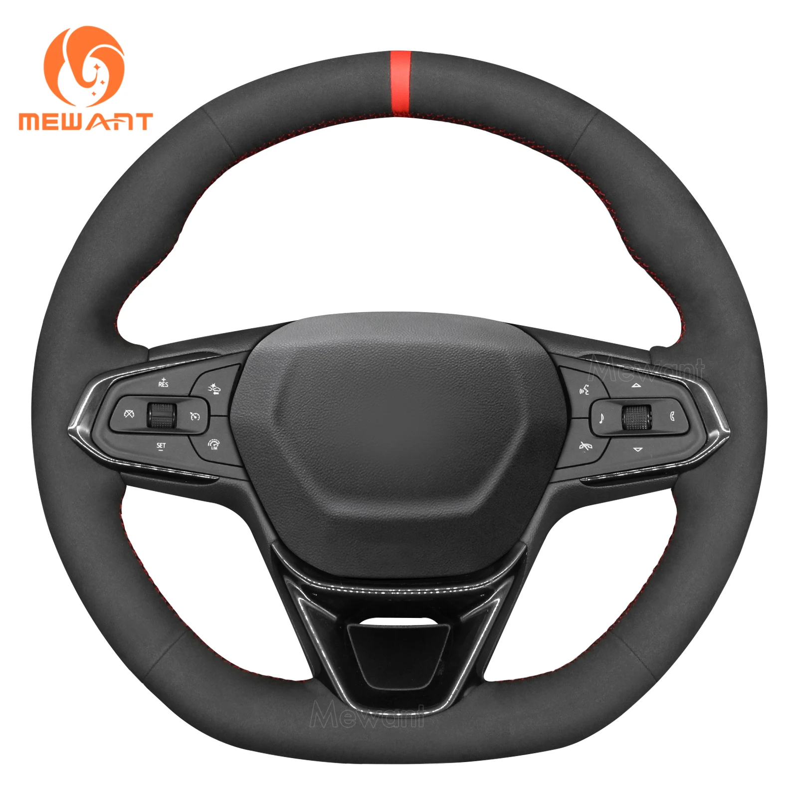 

MEWANT Black suede Car Steering Wheel Cover for Chevrolet Trax RS 2023-2024 Chevrolet Trailblazer 2021-2024