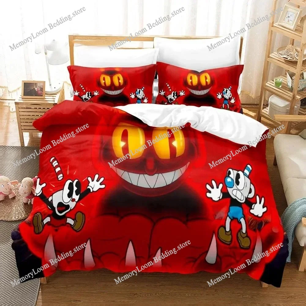 

Cartoon Cuphead Show Bedding Set Boys Girls Twin Queen Size Duvet Cover Pillowcase Bed Kids Adult Fashion Home Textileextile