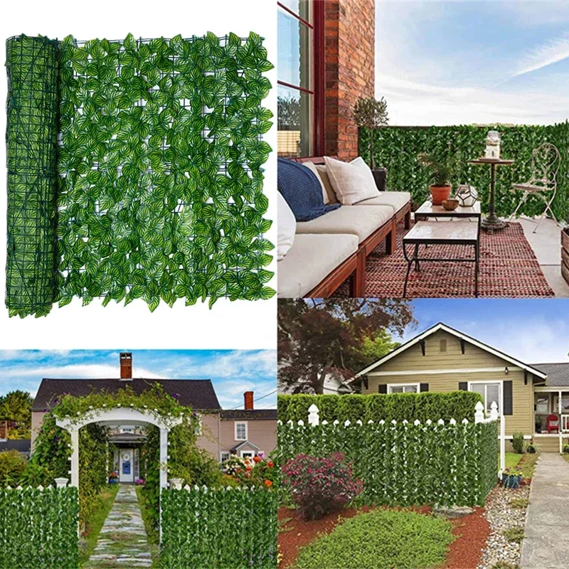 For Home Outdoor Garden Balcony Decoration Fake Plant Artificial Ivy Hedge Green Leaf Fence Board Artificial Privacy Fence