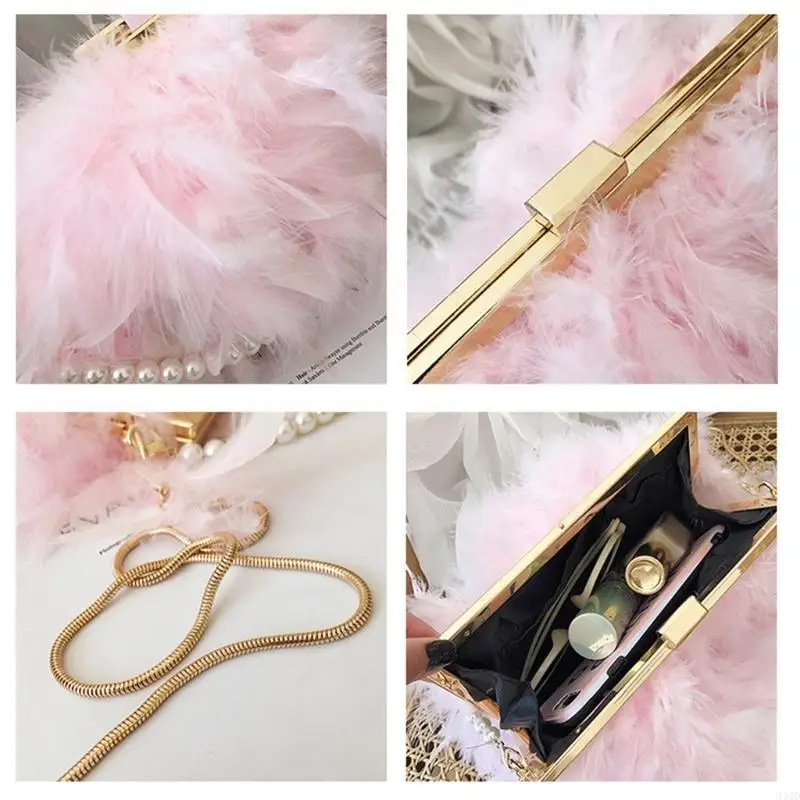 

340D Luxury Evening Clutch Bags Retro Pearl Chain Handbag Party Cluth Purse Metal Chain Purses Wedding Party Prom Bag