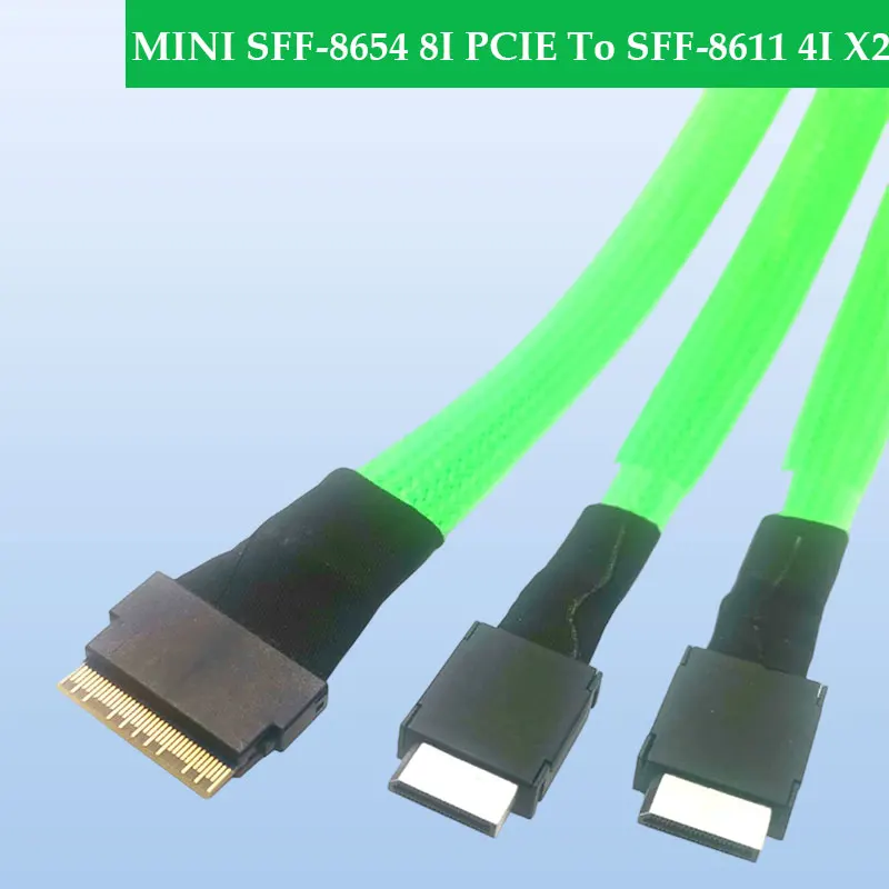 

ADT-Link MINI SFF-8654 8I PCIE To SFF-8611 4I X2 Extension Cable High Speed Server Internal Cable Length Optional 0.5M 1M