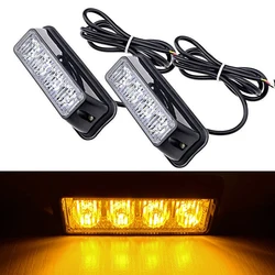 4 LED Vehicle Emergency flashing Light Beacon Car Truck Front Deck Grille Strobe Light Warning Police signal lamp Head 12V 24V