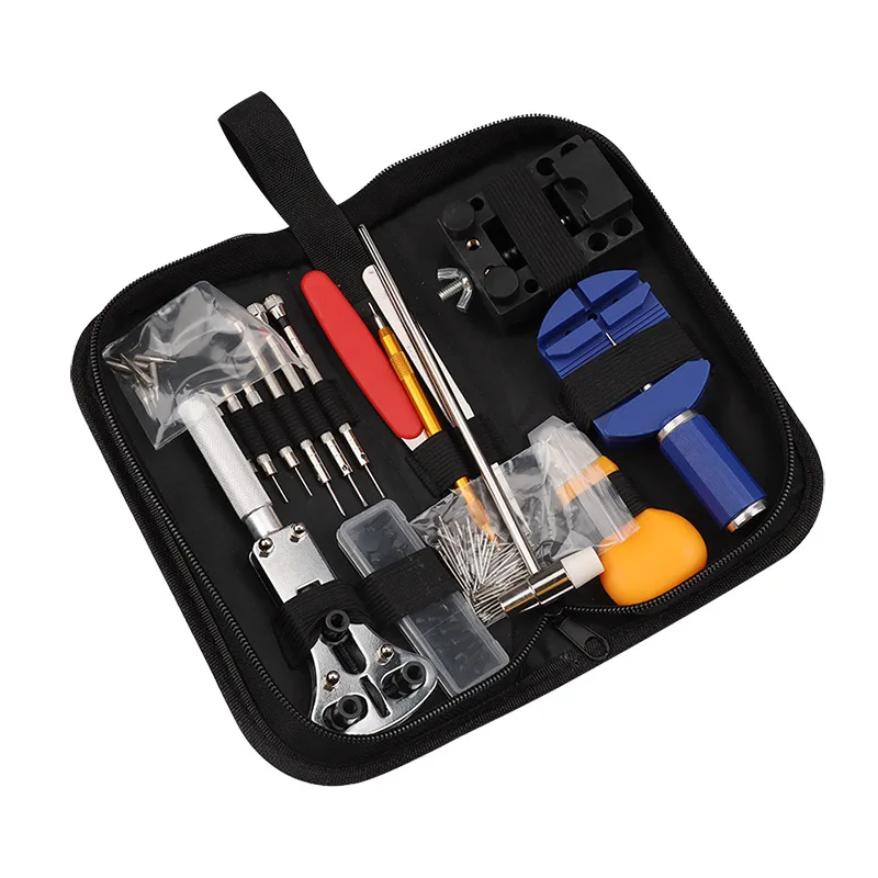 147 Piece Watch Repair Tool Set Case Opener Spring Bar Strap Link Tool Set With Carrying Pouch Bezel Watch Battery Replacement