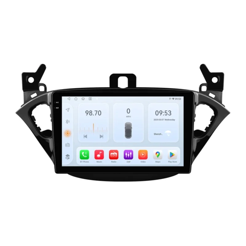 OSSURET Schneller Versand 9-Zoll 2-DIN Android 14 mit Qualcomm Snapdragon 6115 Octa-Core Autoradio für Opel Adam 2013-2016/Corsa E 2015-2019 Head Unit Kabelloses Carplay Android Auto DSP Audio SWC