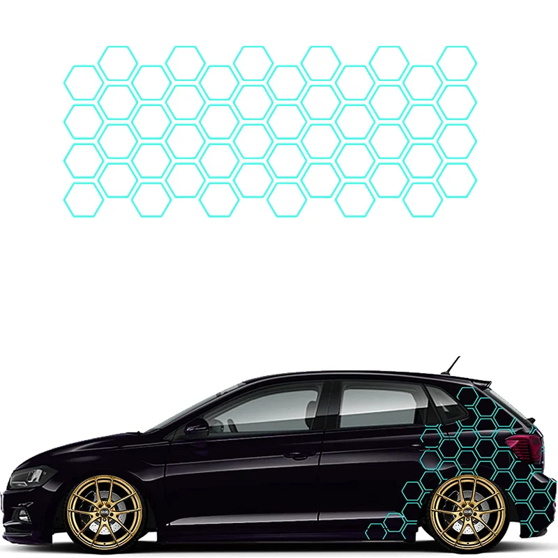 1A Style Sticker Car Honeycomb Open Sticker Car Decor Tuning Car Side Sticker Hexagon Caravan Premium Film (Turquoise)