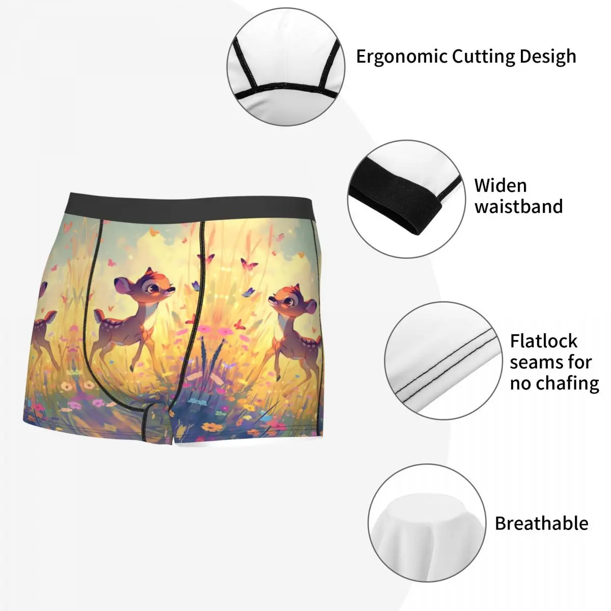 Ropa interior personalizada de ciervo Bambi para hombre, calzoncillos Boxer elásticos con estampado clásico de animales, pantalones cortos, bragas suaves para hombre