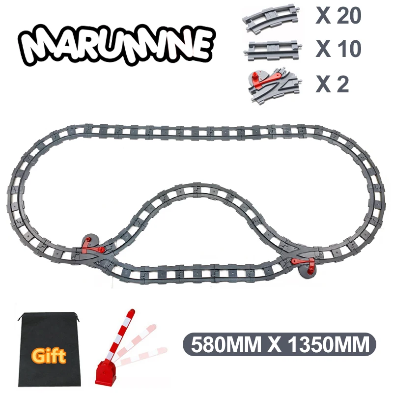 MARUMINE 25PCS/32PCS treno ferroviario creatore di binari blocchi di costruzione parte tracce di costruzione Kit modello di assemblaggio regalo di natale per bambini