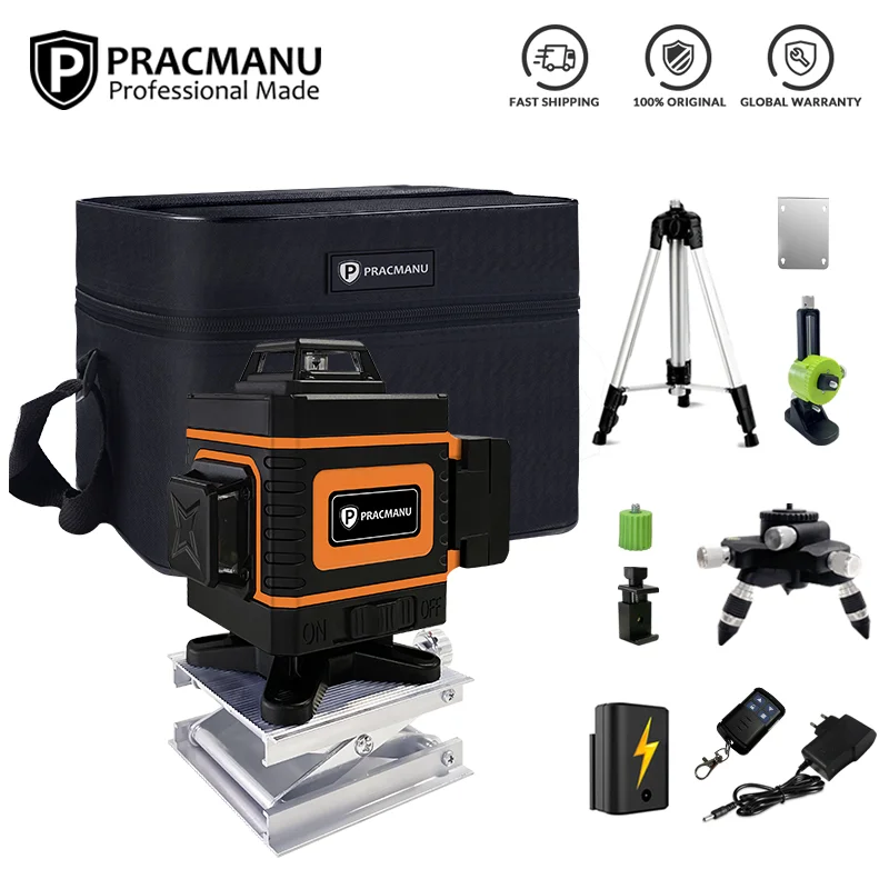 Pratico 16 linee livello Laser 4D orizzontale e verticale Cross Green Line livello Laser autolivellante a 360 ° con telecomando