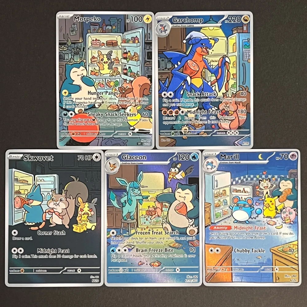 5Pcs Rare Holo Card  TCG Cards  Garchomp Skwovet Glaceon Marill Morpeko Collection Cards Gift For Kids