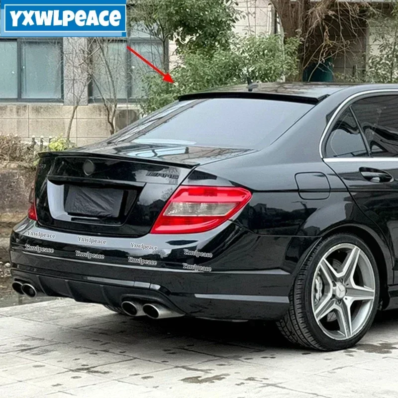 

For Benz C-class W204 Roof Spoiler 2008-2013 High Quality ABS Glossy Black and Carbon Fiber Look Car Rear Wing Spoiler