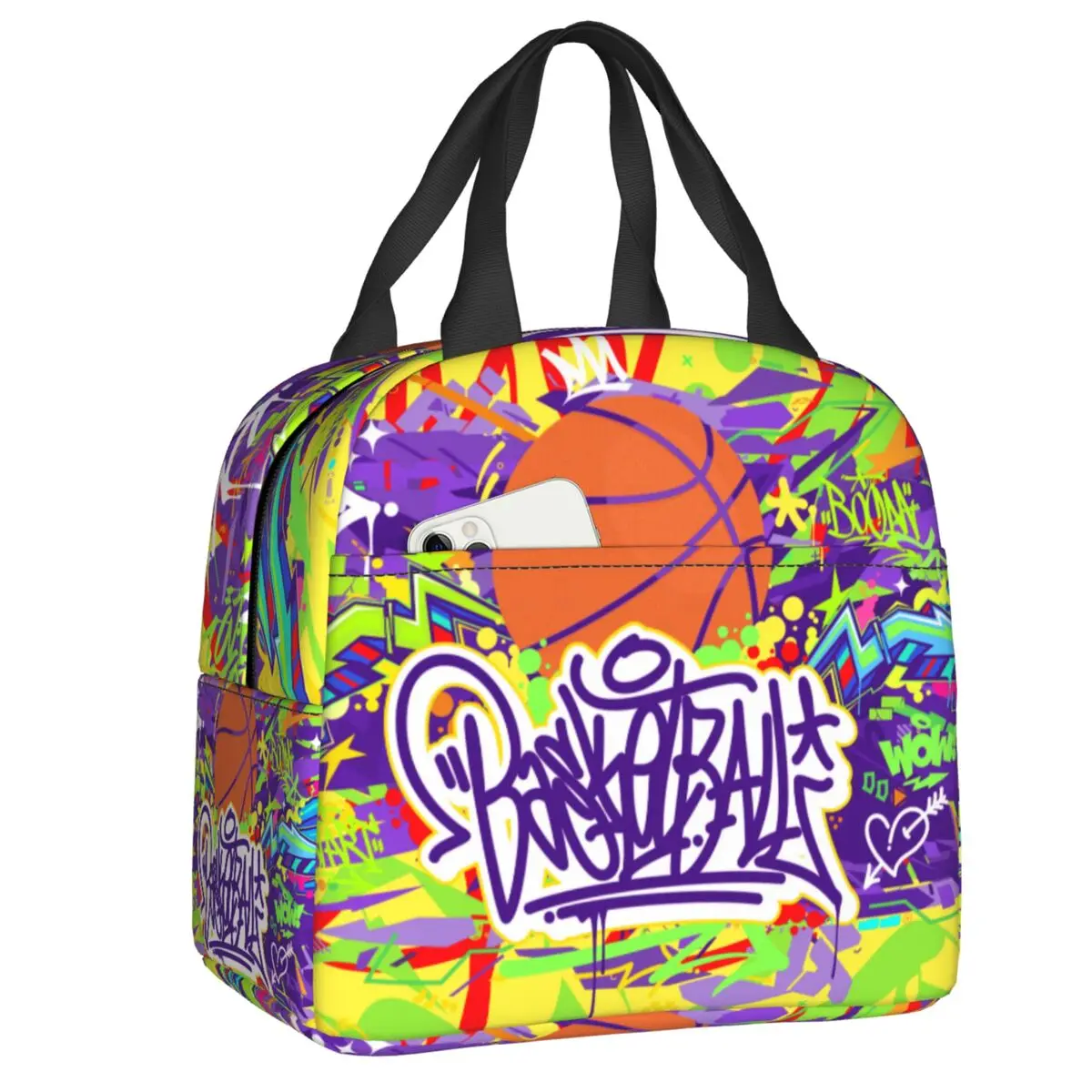 Custom Trendy Hip Hop Urban Street Art Graffiti Style Insulated Lunch Bags for Women Resuable Thermal Cooler Bento Box School