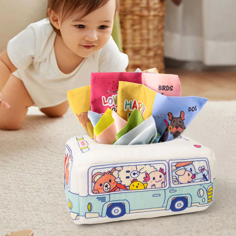 ألعاب مونتيسوري صندوق مناديل للأطفال ورق ناعم للأطفال الصغار ممارسة الأصابع نشاط التعلم التعليمي لعبة قطيفة حسية 10 قطيفة #3