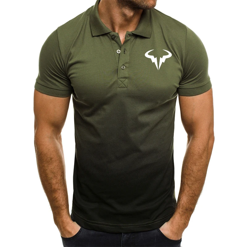 Homens gradiente bolinhas camisa polo de grandes dimensões, confortável verão streetwear, esportes ao ar livre, tênis moda