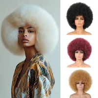 Peluca rizada Afro rubia para mujeres negras, peluca sintética rizada corta Bob, pelo falso esponjoso de aspecto Natural para uso en fiestas de disfraces