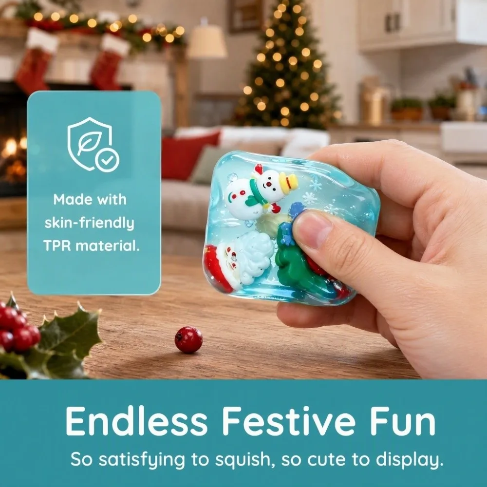 Anxiety Relief Christmas Tree Christmas Squeezed Cube Santa Claus Super Soft Snowman Pinch Realistic TPR Stress Ball Children