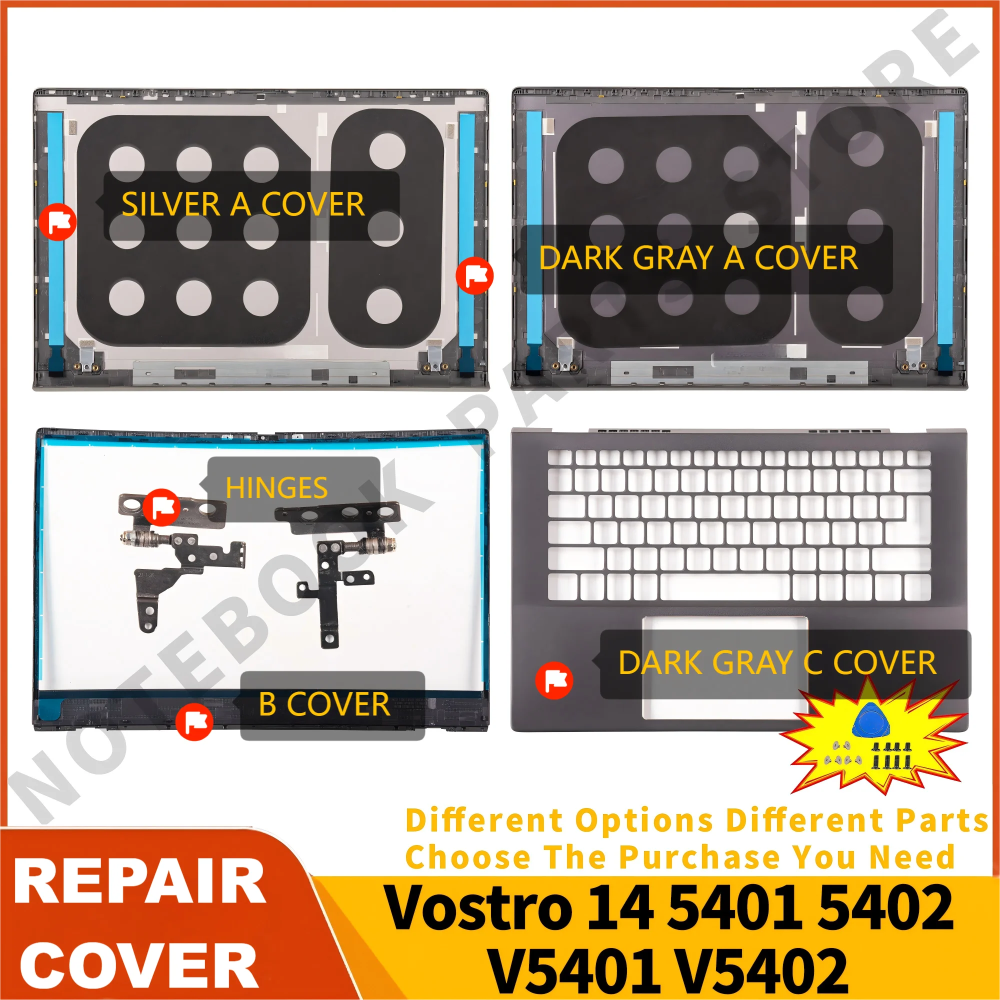 

Original Case For Vostro 14 5401 5402 5405 V5401 V5402 V5405 Top Lid Cover 03J9MW Bezel Hinges Upper Parts Replace 14inch Metal