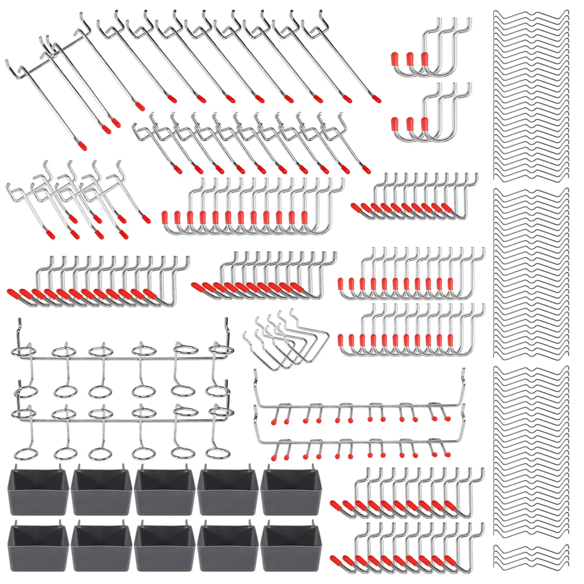 228 Pcs Pegboard Hooks Assortment with Metal Hooks Sets, Pegboard Bins, Peg Locks for Organizing Storage System Tools