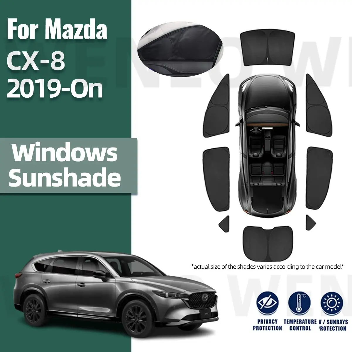 

Для Mazda CX-8 2019 2020 2021 2022 2023 2024 полное покрытие, автомобильный солнцезащитный козырек, занавеска на лобовое стекло, заднее боковое стекло, фотоаксессуары