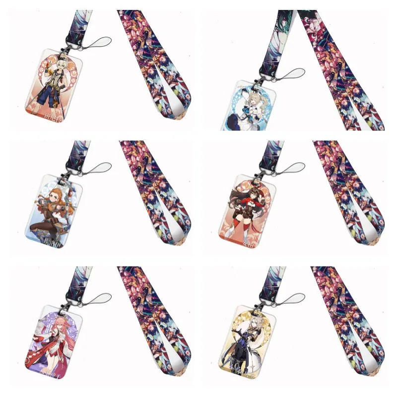 Most popular mobile game Genshin Impact character mobile phone rope card holder bus card holder exhibition student card holder