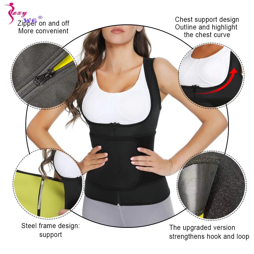 Sexywg mulheres sauna conjunto neoprene suor terno cintura trainer perda de peso colete pant emagrecimento superior controle barriga capris corpo shaper