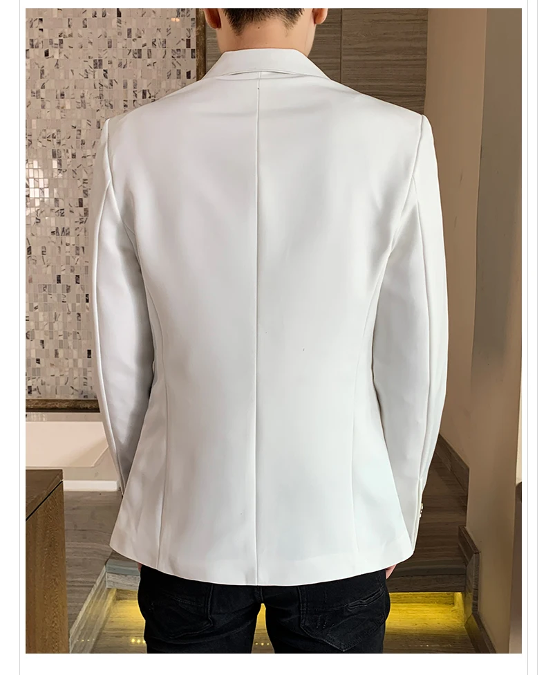 Herren Slim Fit Blazer Hochwertige Herbstmode Hübsche Match Farbe Business Casual Koreanischer Anzug Kostüm Cro Nang – Detail 9