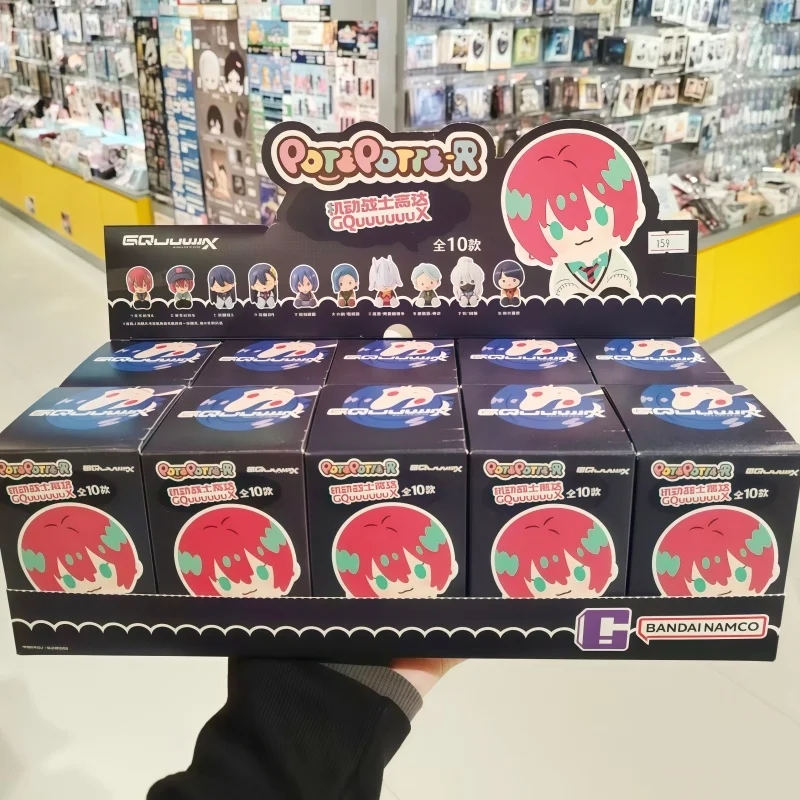 Figura Coleccionable Original de Bandai Gundam en Caja Sorpresa Pote Potte R GQuuuuuuX, Adorno de Escritorio con Cabeza Inclinada para Coleccionistas de Anime