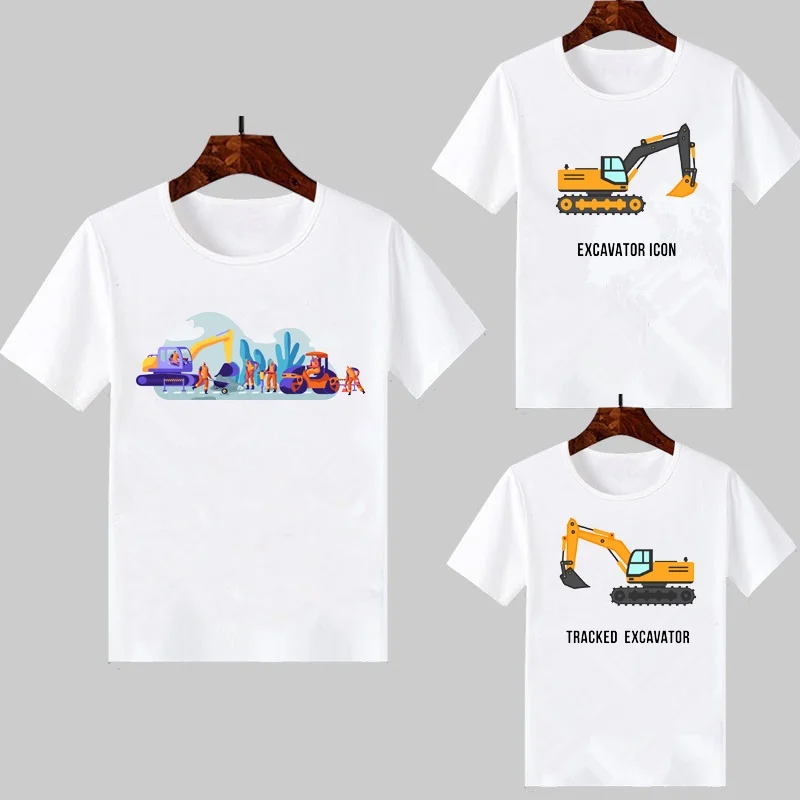 

Kids Construction T Shirt Boy's Excavator/bulldozer/digger/truck Print Tshirts Children Funny Graphic Tees Birthday Gift 3-13Yrs