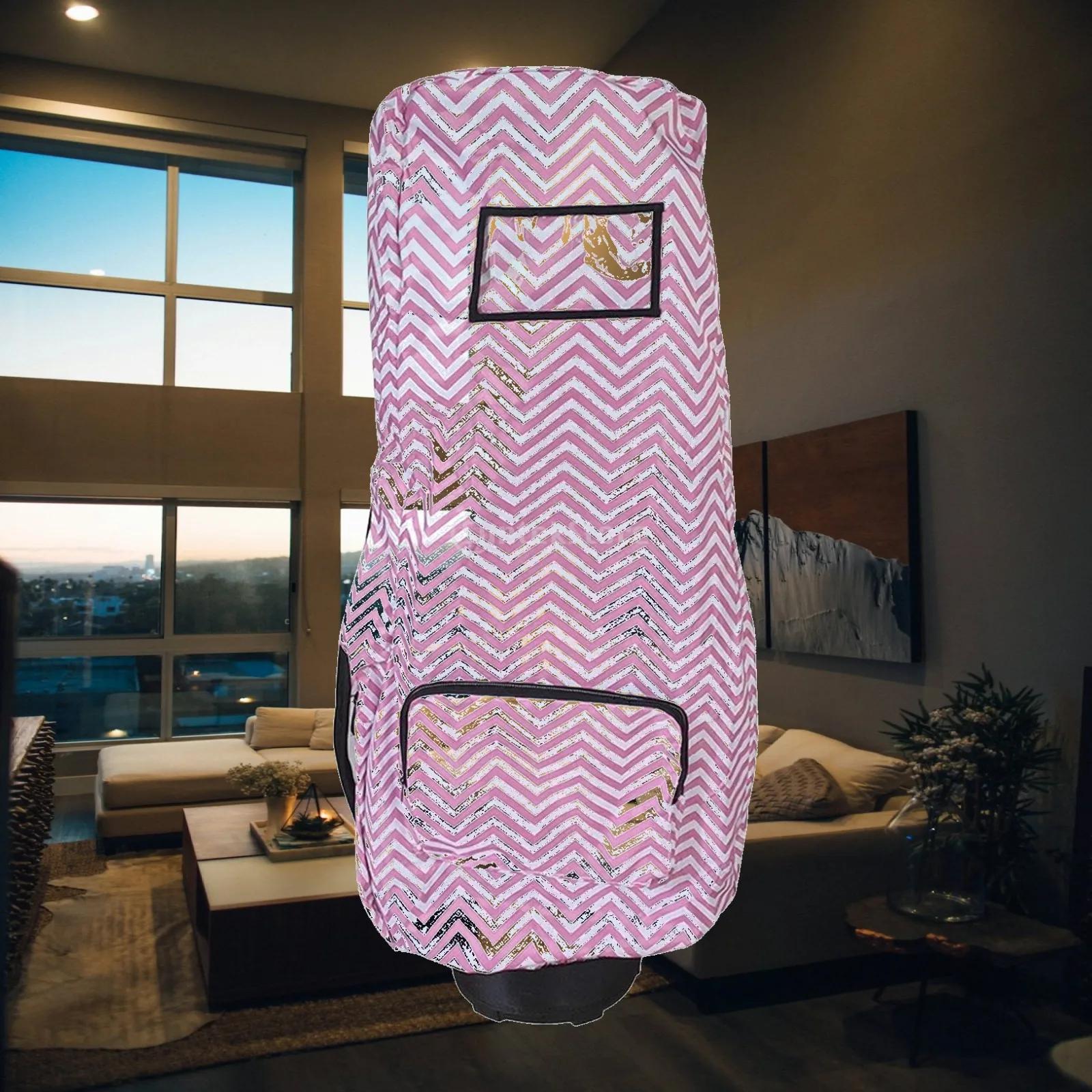 heavy-duty-canvas-golf-club-rain-cover-for-golf-cart-bag-with-see-through-window-and-small-accessory-pouch