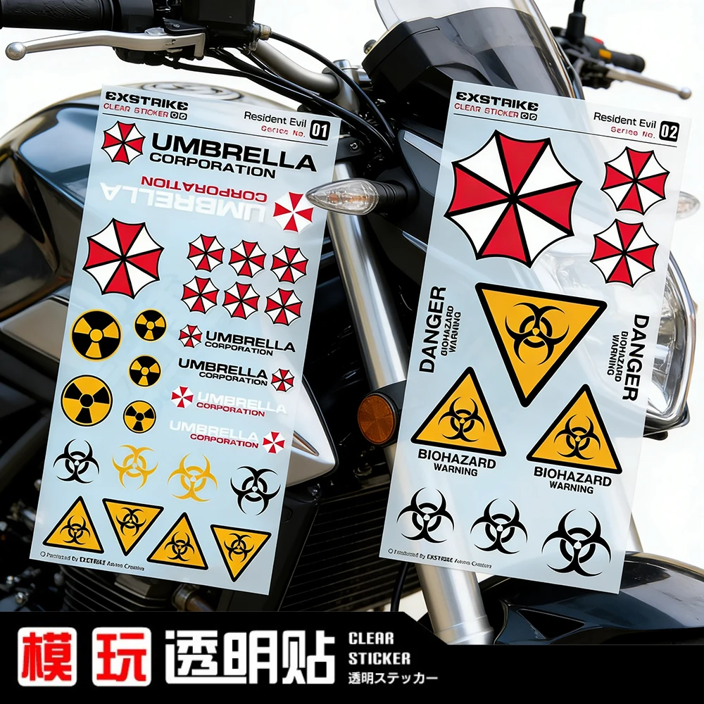 Juego de pegatinas de Resident Evil Umbrella, calcomanías de advertencia de riesgo biológico, vinilo para decoración de casco de motocicleta, coche, bicicleta, scooter, portátil