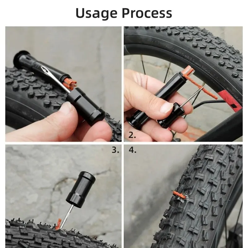 Original Tubeless Bicycle Repair Tool Tire Repair Tool Drill Puncture for Urgent Glue Free Repair Optional Rubber Stripe