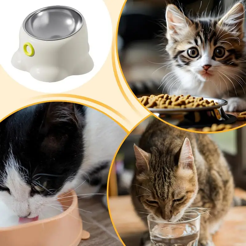 Cat Bowl Non Slip with Prevent Tipping Stable Base Cat Food Drinking Water Feeder Tilt Safeguard Neck Pet Bowl Accessories