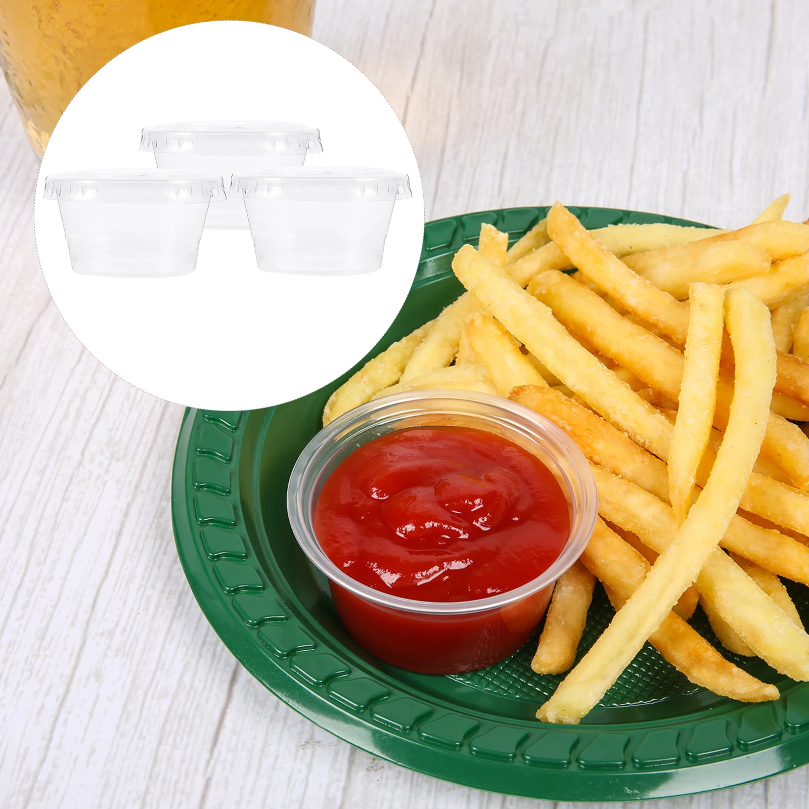 

100 Pcs Disposable Sauce Stackable Condiment Leakproof Transparent Dipping Cups for Parties Restaurants Hotels Small Sauce Cups