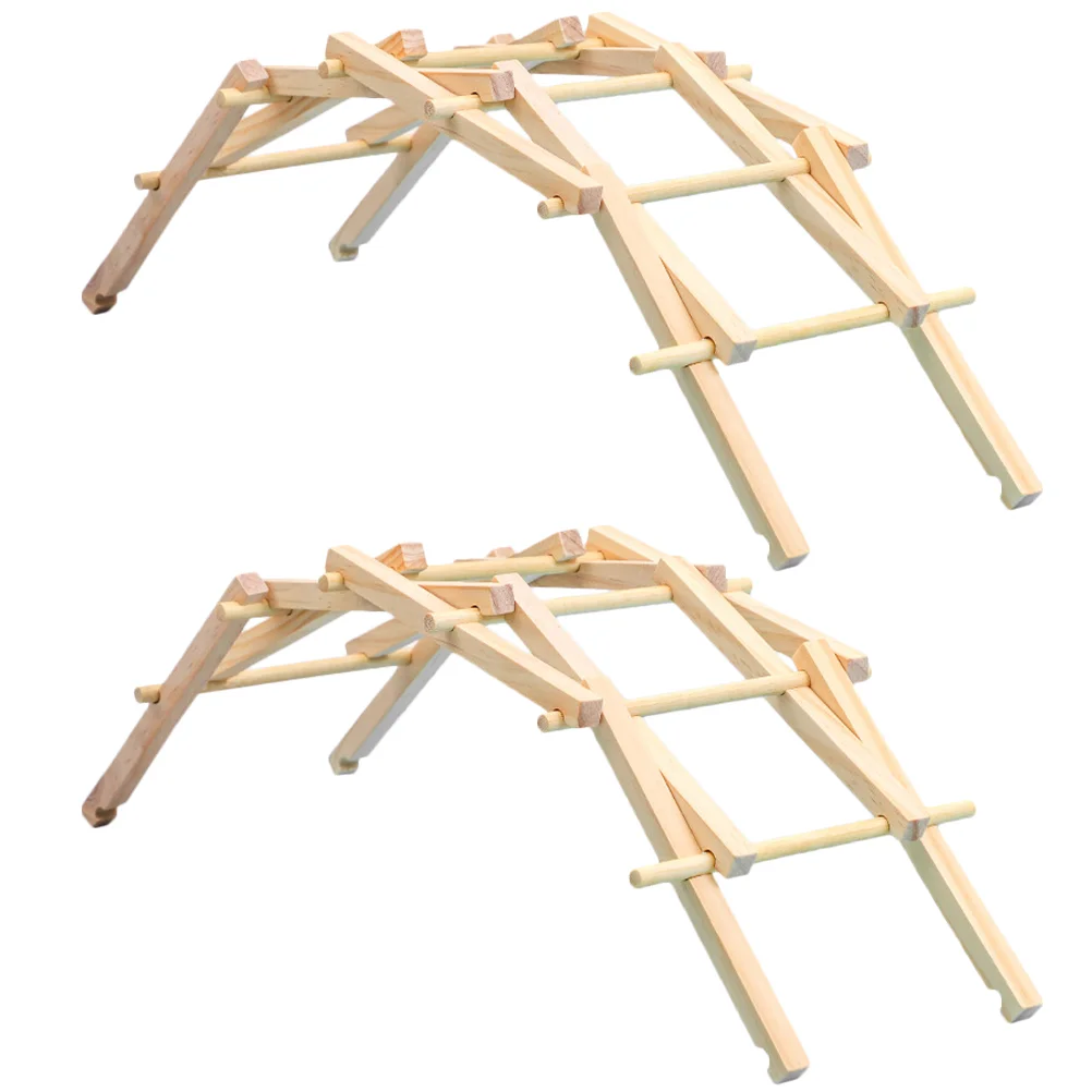 2 Sets Wooden Kids Plaything Children DIY Craft Toy Children's Toys Arch Bridge Model Jigsaw Science Desktop